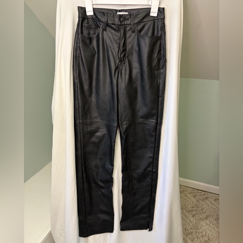 Good American Better Than Leather Good Boy Faux Pants Black size 4